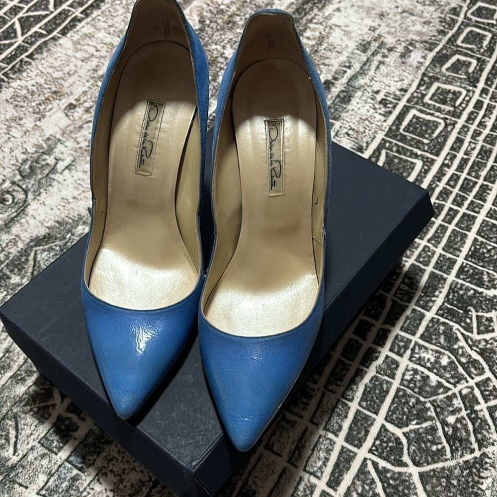 Oscar de la renta blue leather pump - Picture 2 of 16